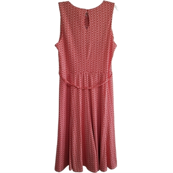 NWT Superfoxx Geometric Print Sleeveless Waist Tie Midi Dress XL Red White - Picture 6 of 7